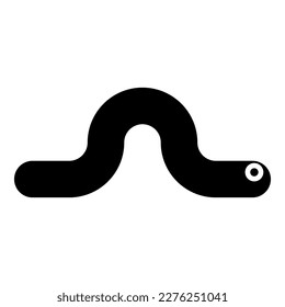 Worm earth earthworm rainworm caterpillar angleworm annelida invertebrate crawling larva icon black color vector illustration image flat style simple