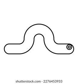 Worm earth earthworm rainworm caterpillar angleworm annelida invertebrate crawling larva contour outline line icon black color vector illustration image thin flat style