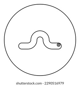 Worm earth earthworm rainworm caterpillar angleworm annelida invertebrate crawling larva icon in circle round black color vector illustration image outline contour line thin style