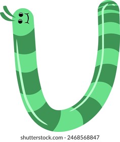 Worm Earth Letter Alphabet Vector Element