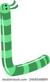 Worm Earth Letter Alphabet Vector Element