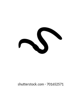 Worm Earthworm Black Silhouette Animal. Vector Illustrator.