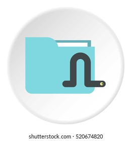 Worm in e-mail icon. Flat illustration of worm in e-mail vector icon for web