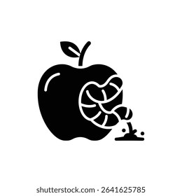 Worm Emerging from Apple, Organic Pest in Fruit