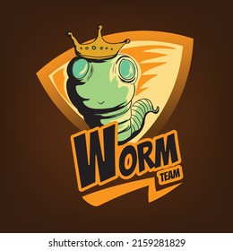 worm e-sport logo on brown background. vector illustration of worm