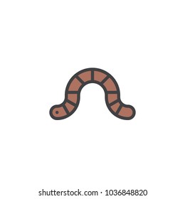 Worm filled outline icon, line vector sign, linear colorful pictogram isolated on white. Caterpillar symbol, logo illustration. Pixel perfect vector graphics