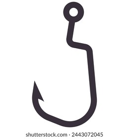 Worm fishing hook vector cartoon illustration isolated on a white background.