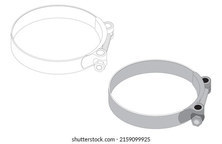 Worm Gear Hose Clamp Vector Illustration. Hose Clamp Icon
