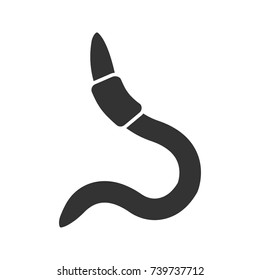 Worm glyph icon. Fishing live bait. Silhouette symbol. Negative space. Vector isolated illustration