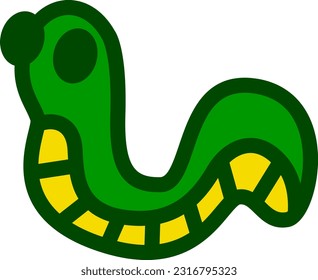 Worm green and yellow cute cartoon icon