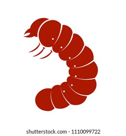 Worm Grub Silhouette Icon. Lawn Pest Control Clipart Isolated On White Background