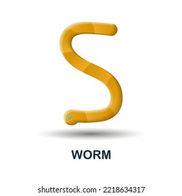 Worm icon. 3d illustration from fishing collection. Creative Worm 3d icon for web design, templates, infographics and more