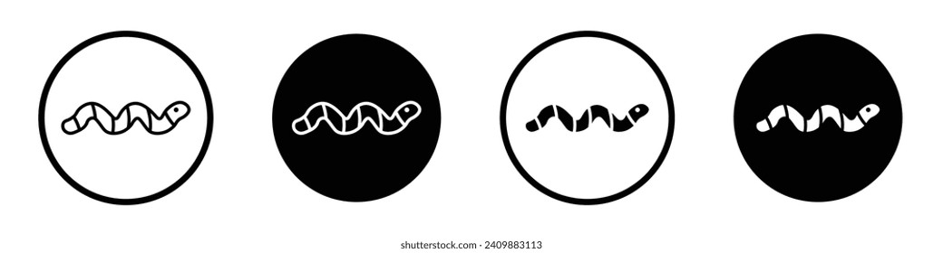 Worm icon set. Earthworm gummy vector symbol in a black filled and outlined style. caterpillar and larva sign.