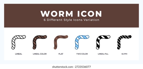 Conjunto de ícones de worm. ilustração de vetor.