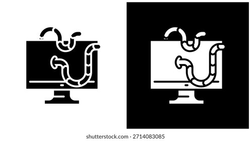 Icono Del Gusano Fijado En Fondo Blanco Y Negro