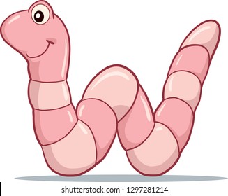 Worm icon. Smiling cartoon earthworm