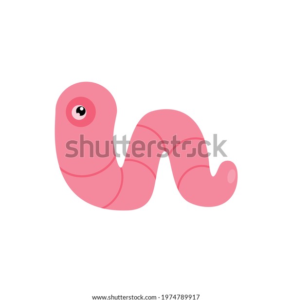 Worm Icon Smiling Cartoon Earthworm Invertebrate: vector de stock