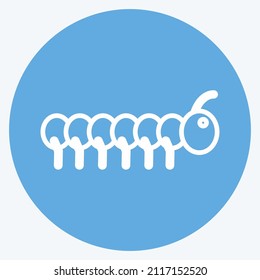 Worm Icon in trendy blue eyes style isolated on soft blue background
