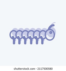 Worm Icon in trendy two tone style isolated on soft blue background