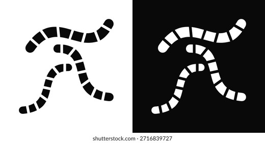 Estilo de fondo blanco y negro del icono del gusano