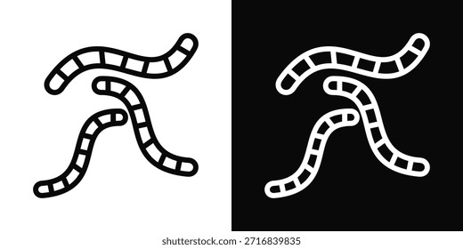Estilo de fondo blanco y negro del icono del gusano