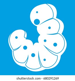 Worm icon white isolated on blue background vector illustration