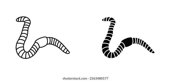 Worm icons in outline and fill. vector illustration for ui.