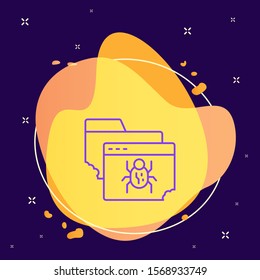 Worm infected folder virus cyber robbery. Vector icon. On white background