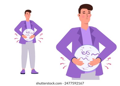 Worm infection, human intestinal parasites concept. Vector illustration.