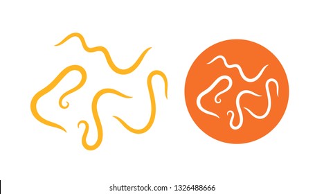 Worm intestinal parasite. Isolated parasite on white background