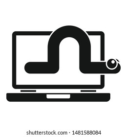 Worm laptop icon. Simple illustration of worm laptop vector icon for web design isolated on white background