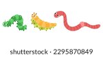 Worm larva insects butterfly cute caterpillar isolated set. Vector graphic design element illustration