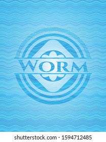 Worm light blue water style badge. Vector Illustration. Detailed.