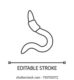 Worm linear icon. Thin line illustration. Fishing live bait. Contour symbol. Vector isolated outline drawing. Editable stroke