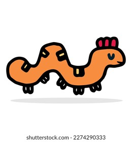 Worm Monster, cartoon mascot character. Vector Flat web design element for website or app, graphic design, logo, web site, social media, mobile app, ui illustration.