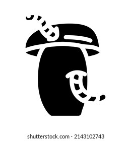 worm mushroom glyph icon vector. worm mushroom sign. isolated contour symbol black illustration