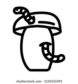 worm mushroom line icon vector. worm mushroom sign. isolated contour symbol black illustration