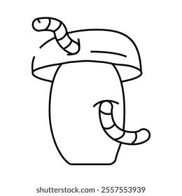 worm mushroom line icon vector. worm mushroom sign. isolated contour symbol black illustration