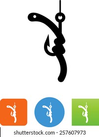 Worm on a fish hook icon