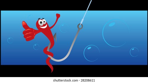 A worm on a hook