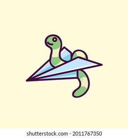 Worm in the paper plane vector