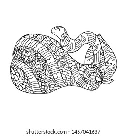 Worm and pear. Doodle coloring page. Vector illustration.