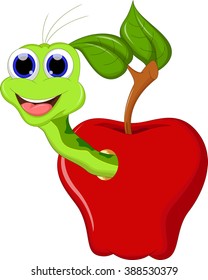 Worm Red Apple Stock Vector (Royalty Free) 388530379 | Shutterstock