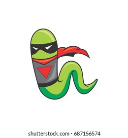 worm in superhero suit mascot