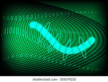 Worm Traffic Technology Green Background Vector Illustration