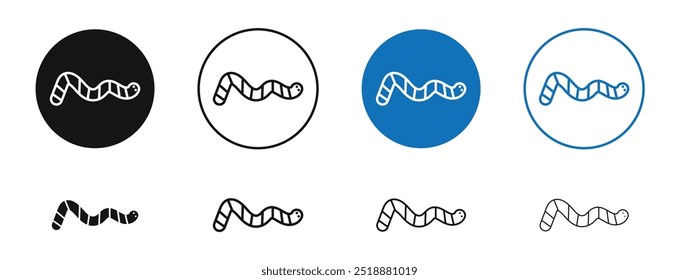 Worm vector icon in black and blue colors
