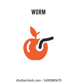 Worm vector icon on white background. Red and black colored Worm icon. Simple element illustration sign symbol EPS