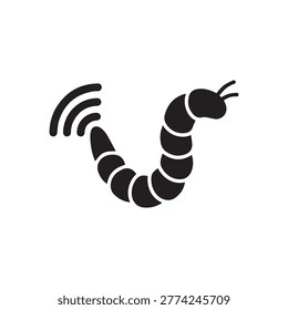 Worm with wifi signal waves icon illustration