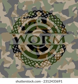 Wurm geschrieben auf einer Camo-Textur. Vektorgrafik. Detaillierte Angaben. 