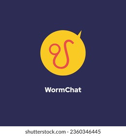 WormChat - Bubble with abstract line symbol icon concept